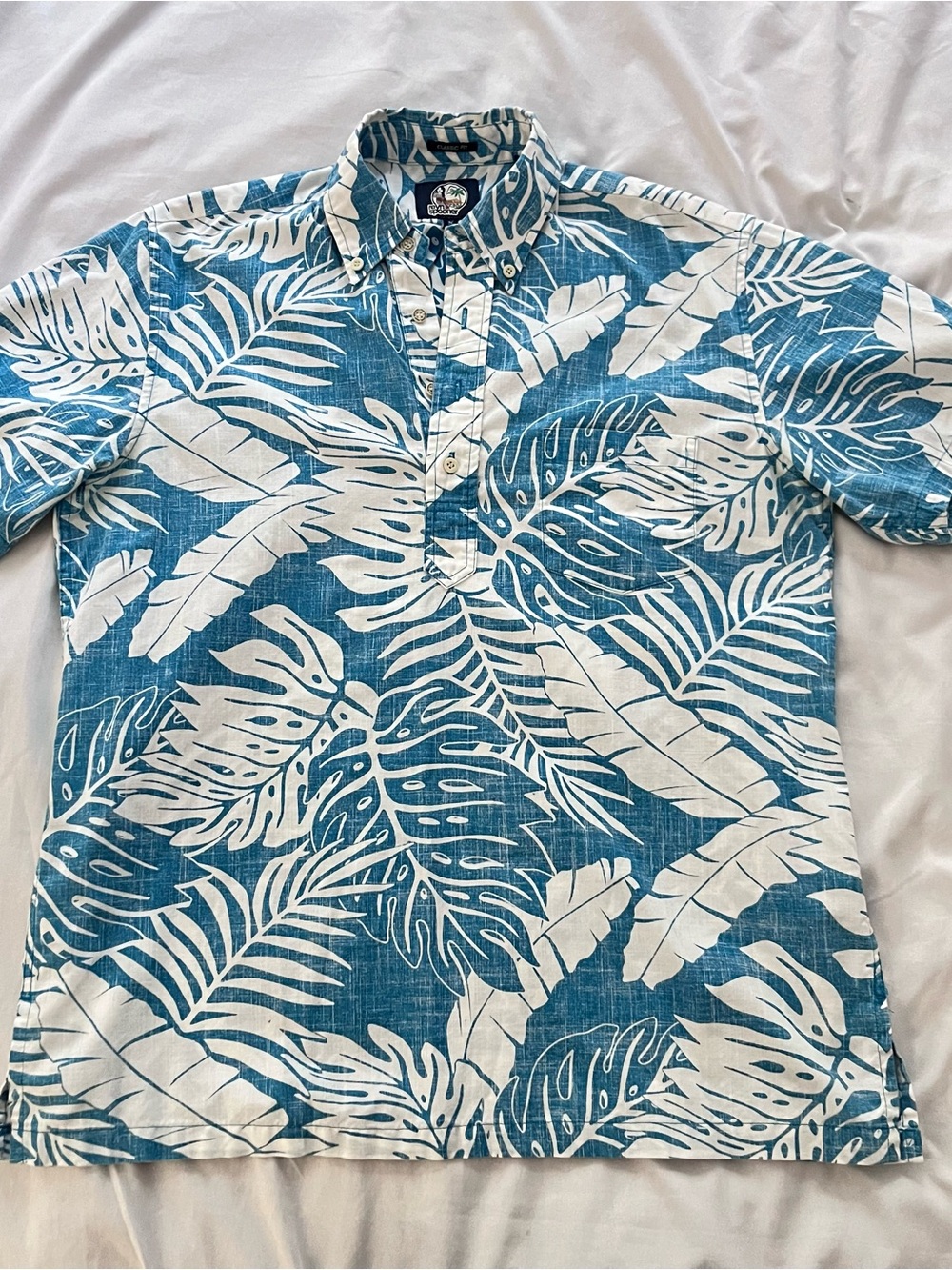 reyn spooner Blue & White Tropical Leaf Button-Down Shirt